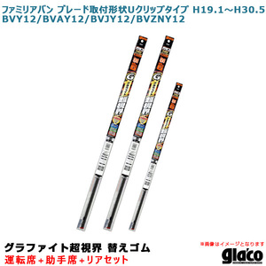 ガラコワイパー 超視界 替えゴム 車種別セット ファミリアバン 取付形状Uクリップタイプ H19.1～H30.5 12系 運転席+助手席+リア ソフト99