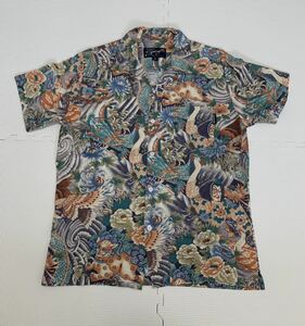 ★ 90 -х годов старый Стусси Стусси Тэг Дракон Лайон Кабуки Японский рисунок алоха рубашка