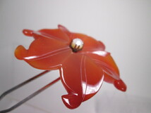 【江月】アンティーク・本瑪瑙 本真珠飾りの花のかんざし 共ケース付_画像6