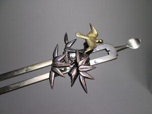 [. month ] antique * silver .. gold bamboo ... ornamental hairpin 