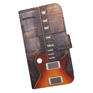 Xperia Ace III SO-53C/SOG08/A203SO　スマホケース 手帳型 プリントケース ギター 楽器 ウッド