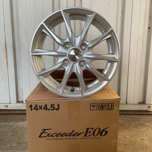 新品ホイール　Exceeder E06◆14×4.5J+45 100-4H 軽自動車　NBOX ワゴンR タント　ムーヴ　ウェイク　デイズ　ラパン　シルバー