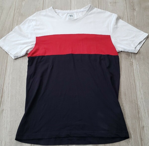 ZARA ザラ 半袖 Tシャツ ホワイト レッド ネイビー Sサイズ