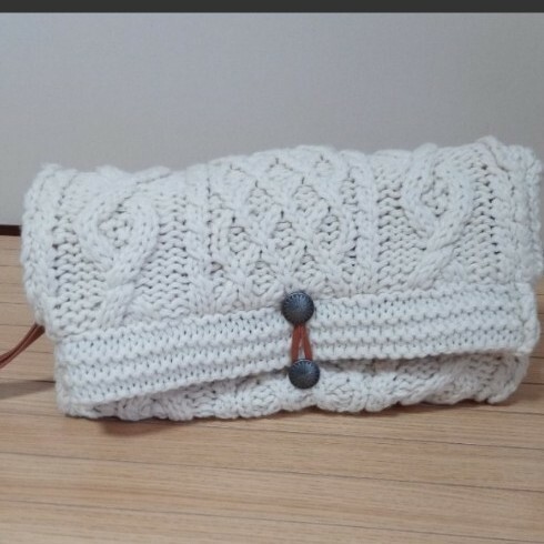 手編み風バック　ホワイト