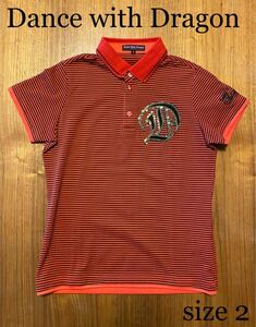ダンスウィズドラゴン ゴルフウェア レディース シャツ 半袖 赤 サイズ2 美品