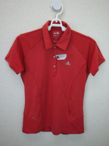 【感謝セール】【美品】adidas(アディダス) ポロシャツ 赤 レディース S/P ゴルフウェア 1910-0509 中古