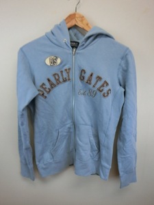 [ thanks sale ]PEARLY GATES( Pearly Gates ) long sleeve Parker light blue lady's 1 Golf wear 1907-0028 used 