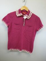 【感謝セール】MU sports(エムユースポーツ) ニットポロシャツ 赤紫 レディース L ゴルフウェア 1907-1353 中古_画像1