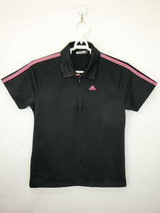 【感謝セール】【美品】adidas(アディダス) ポロシャツ 黒ピンク レディース L/G ゴルフウェア 2107-0367 中古
