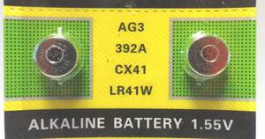 送料70円　コイン形リチウム電池(ボタン)　LR41 AG3 392A CX41 LR41W 1.55V 1個 新品