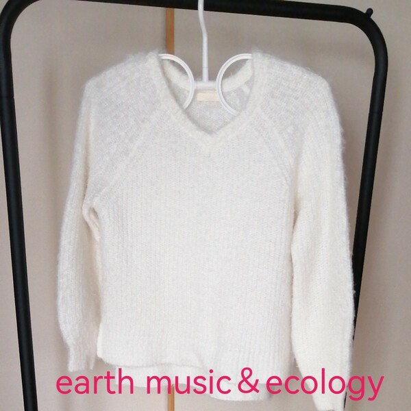 earth music＆ecology ニット セーター Vネック モヘア アースミュージックアンドエコロジーFREEsize