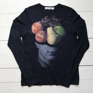 UNDERCOVER undercover fruit face cut and sewn black 2 long sleeve T-shirt made in Japan common pear grape apple 