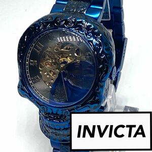 【定価23万円！】★激レア! ●デカ重! インビクタ invicta アーティスト メンズ スカル ドクロ 自動巻 腕時計 ステンレス ブルー