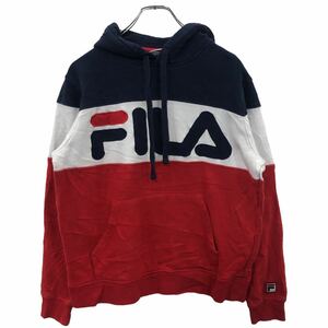 FILA プルオーバーパーカー Sサイズ フィラ ネイビー レッド ビッグロゴ 古着卸 アメリカ仕入 t2210-3065