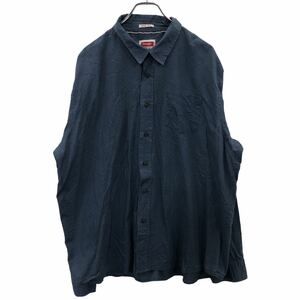 Wrangler 長袖シャツ 2XLサイズ ラングラー ネイビー ビッグサイズ ボタンダウン 古着卸 アメリカ仕入 t2210-3187