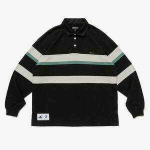 希少★新品本物【黒★3】★PUBA POLO LS プーバポロ 差し色 パネルボーダー 織ネーム 正規店購入 ディセンダント 入手困難 DESCENDANT 22AW