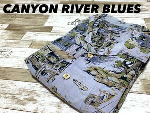 ☆送料無料☆ CANYON RIVER BLUES 古着 半袖シャツ 開襟 ボックスシャツ アロハ メンズ L 総柄 トップス 中古 即決