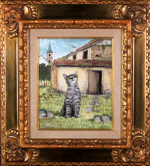 Inoue Kakuzo (Gato del granjero nº 3) Pintura al óleo Autenticidad garantizada Acre, Cuadro, Pintura al óleo, Naturaleza, Pintura de paisaje