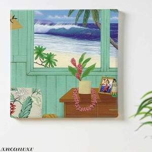 Art hand Auction Warm art panel Hawaii interior wall hanging room decoration decorative painting canvas painting fashion good luck overseas art appreciation interior living room, artwork, painting, graphic