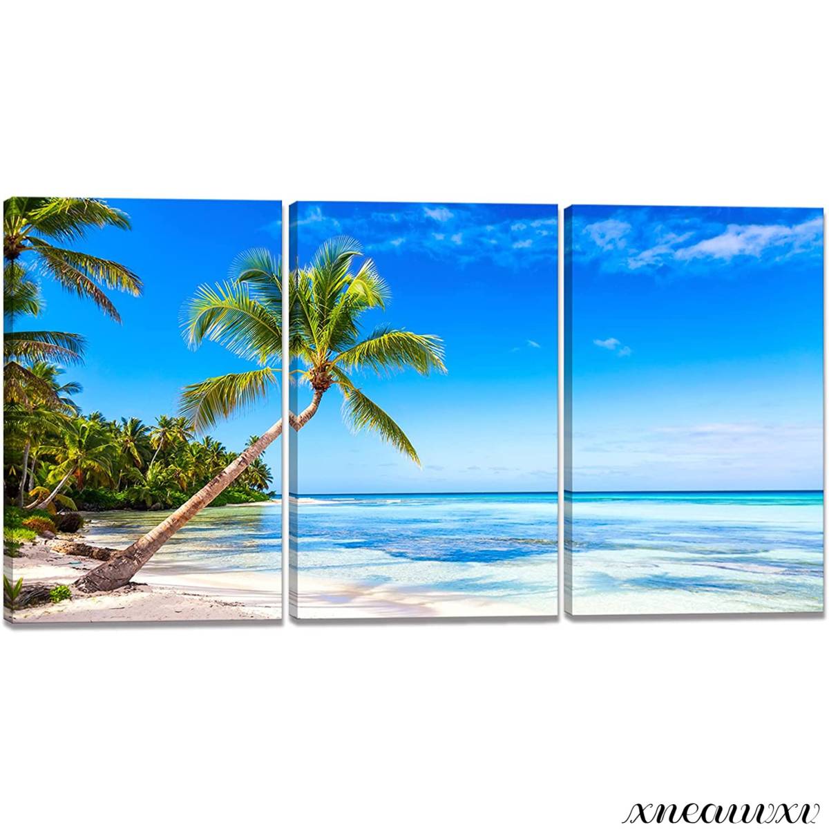 Playa Tropical Panel de Arte de 3 Paneles Naturaleza Mar Paisaje Interior Colgante de Pared Decoración de la Habitación Pintura Decorativa Lienzo Pintura Elegante Arte en el Extranjero Apreciación Redecoración Interior, Obra de arte, Cuadro, gráfico