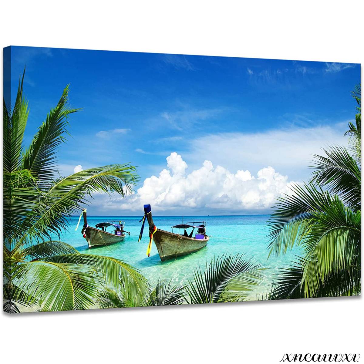 Beautiful sea, art panel, nature, landscape, white clouds, interior, wall hanging, room decoration, decorative painting, canvas, painting, stylish, overseas, art, appreciation, redecoration, interior, Artwork, Painting, graphic