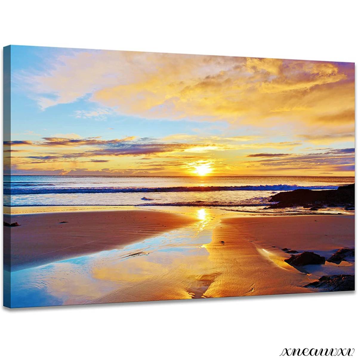 Magnifique panneau d'art sur la mer et le coucher du soleil, paysage naturel, vue spectaculaire, décoration murale intérieure à suspendre, peinture décorative sur toile, peinture sur toile élégante, appréciation de l'art, redécoration intérieure, ouvrages d'art, peinture, graphique