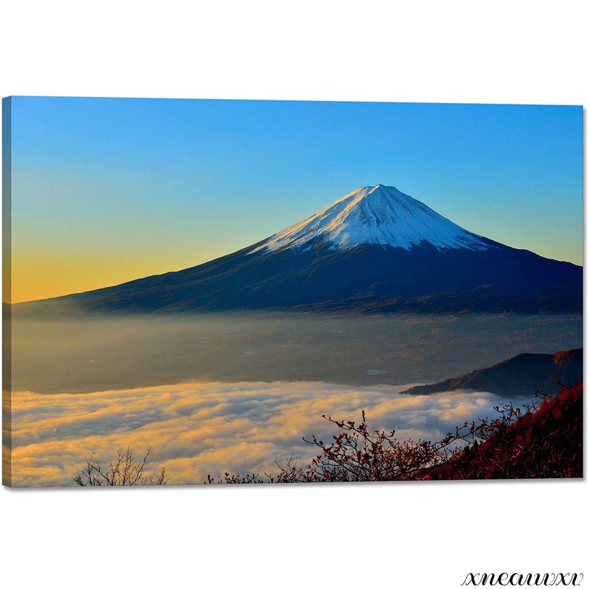 Monte Fuji y nubes blancas Panel de arte Colgante de pared interior Fácil instalación Decoración de la habitación Decoración Marco de madera Lienzo Pintura Arte elegante Apreciación Interior Sala de estar Montaña, Obra de arte, Cuadro, gráfico