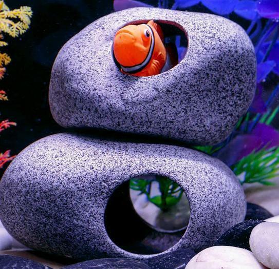 アクアリウム 水槽 石 隠れ家 ２個セット オブジェ オーナメント ディスプレイ アクセサリー インテリア 飾り 装飾 魚 岩 置物 熱帯魚 