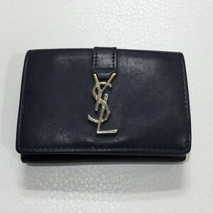  Yves Saint-Laurent three folding purse black 