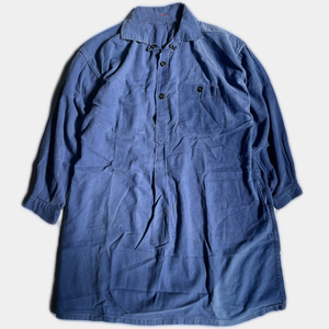 超絶レア! 40's フレンチ ブルー ライトツイル ビオード french blue light twill biased スモック smock 茄子紺 羊飼い 着 linen リネン