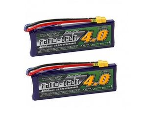 ★Turnigy nano-tech 4000mAh 2S 25C~50C 7.4V リポバッテリー XT60 (2本セット) RCボート RCカー RCドローン RC飛行機などに！