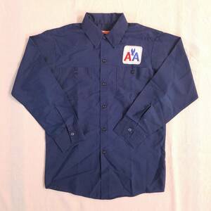 80s『WORK WEAR(ワークウエア) CORPORATION / アメリカン航空』ワークシャツ 米国製 ネイビー サイズM