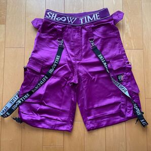 ダンス衣装 ヒップホップ ストリートダンス パープル キッズダンス ハーフパンツ