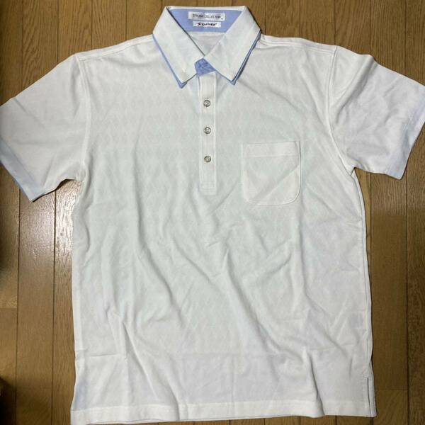 XSILVER STYLISH COLLECTION ポロシャツ Mサイズ メンズ 半袖 男性 新品未使用 カットソー 夏 綿 トップス　白　ホワイト エックスシルバー