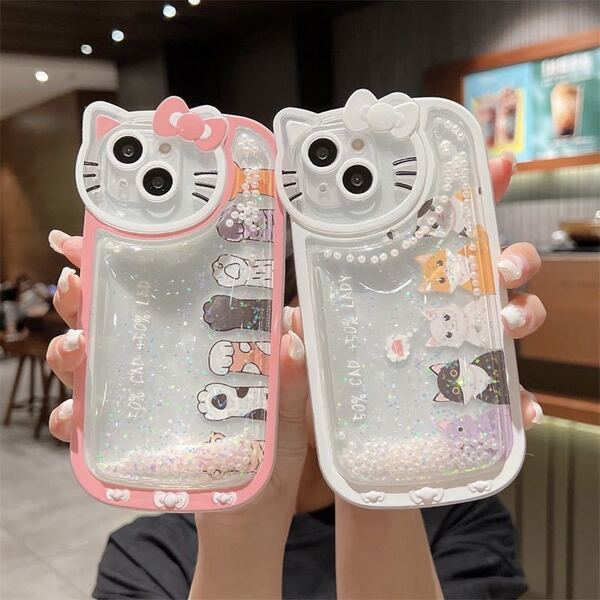 iPhone 13ケースハローキティ スマホケース 流砂 サンリオ 可愛い