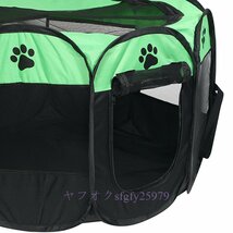 M153☆新品ペットサークル犬猫ケージテント折りたたみ軽量コンパクトアウトドア防災室内犬小型犬中型犬ウサギ(Sグリーン×ブラック)_画像3