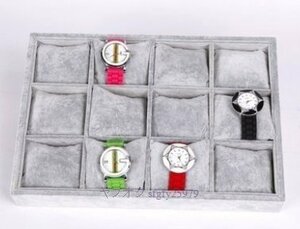 M056* new goods arm clock case bracele case luxury 12 piece storage ( light gray )