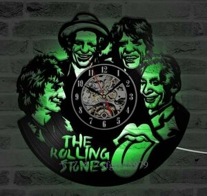 M546☆新品ローリングストーンズ 壁掛け時計 Rolling Stones ウォールクロック LED 7色変化 アンティーク おし