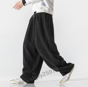 I205* new goods sarouel pants men's cargo pants wide pants thick easy casual chinos long pants corduroy M~5XL black 