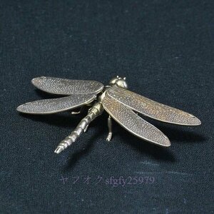 P677☆新品級 昆虫 虫 トンボ 蜻蛉 縁起物 銅 彫刻 装飾品 風水 置物 事務所 開運 幸運