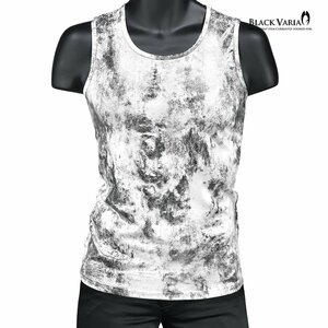 213702-whsi BLACK VARIA tank top blur pattern . print metallic stretch lustre thin men's ( white silver silver ) XL postage 370 jpy ~