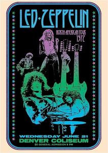  постер * красный *tsepe Lynn (Led Zeppelin)1972 Северная Америка Tour * Denver * концерт *ZEP/jimi-*peiji