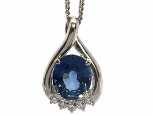 サファイア ダイヤモンドネックレス Pt900/850 8.6g 40cm　Jewelry Sapphire3.326ct Dia0.30ct Necklace