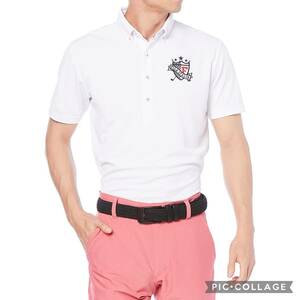 新品 フィラ ゴルフ 半袖 ポロシャツ Mサイズ 白 ホワイト 741-680 吸汗速乾 UVカット 税込8,690円 メンズ ゴルフウェア ゴルフシャツ