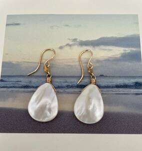 * shell &amazonite earrings new goods unused *