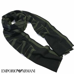 20AW* new goods * Emporio Armani * volume . only . equipment ... up! made in Italy BIG logo design muffler black *EMPORIO ARMANI stole wool 