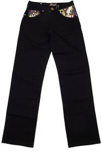 [Параллельный импорт] Кандзи Кандич красочные джинсовые брюки (черный) W32