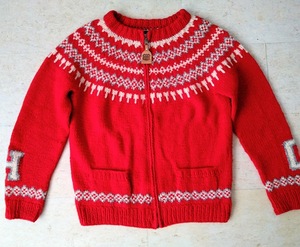 ◎HYSTERIC GLAMOUR×CANADIAN SWEATER ヒステリックグラマー×カナディアン セーター カウチンニット size M (L～XL相当)赤