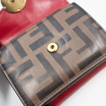 フェンディ FENDI エフィズフェンディコインケース 8M0385 レッド/ブラウン 三つ折り財布 レディース 中古_画像5