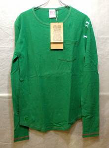 昔のRenature Hemp/Cotton 　鹿の子　L/S　 T-シャツ　グリーン　M　　未着用長期保管品/Organic